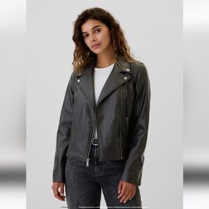 NWT GAP Vegan-Leather Moto Jacket Black